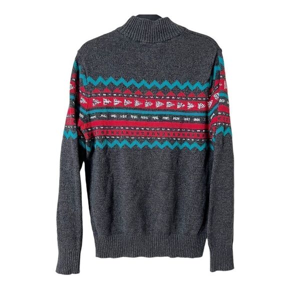 Urban Pipeline Men’s Charcoal Long Sleeve 1/4 Zip Mock Neck Sweater Size Medium - Picture 2 of 9